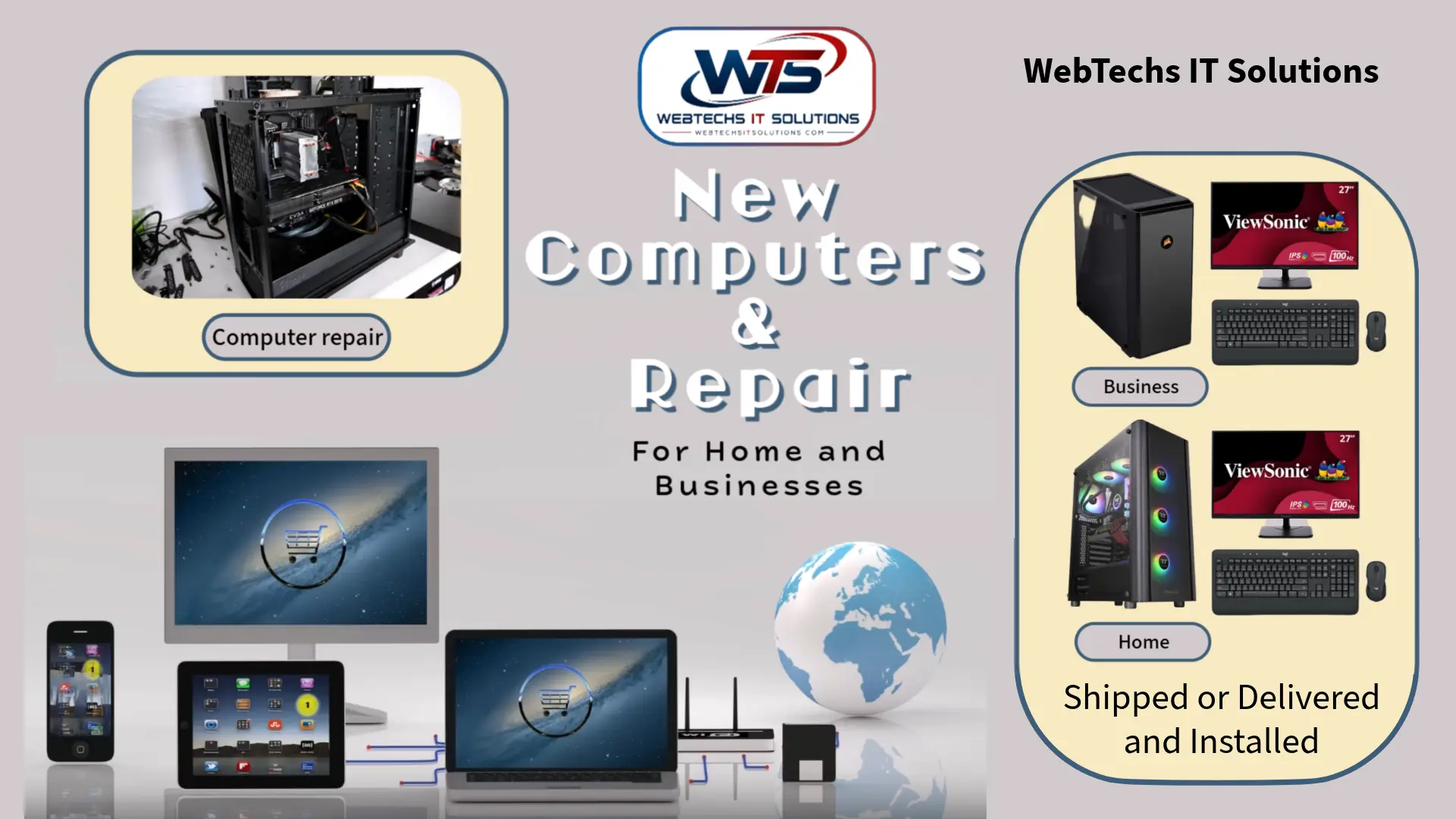 Showing new computers and repair